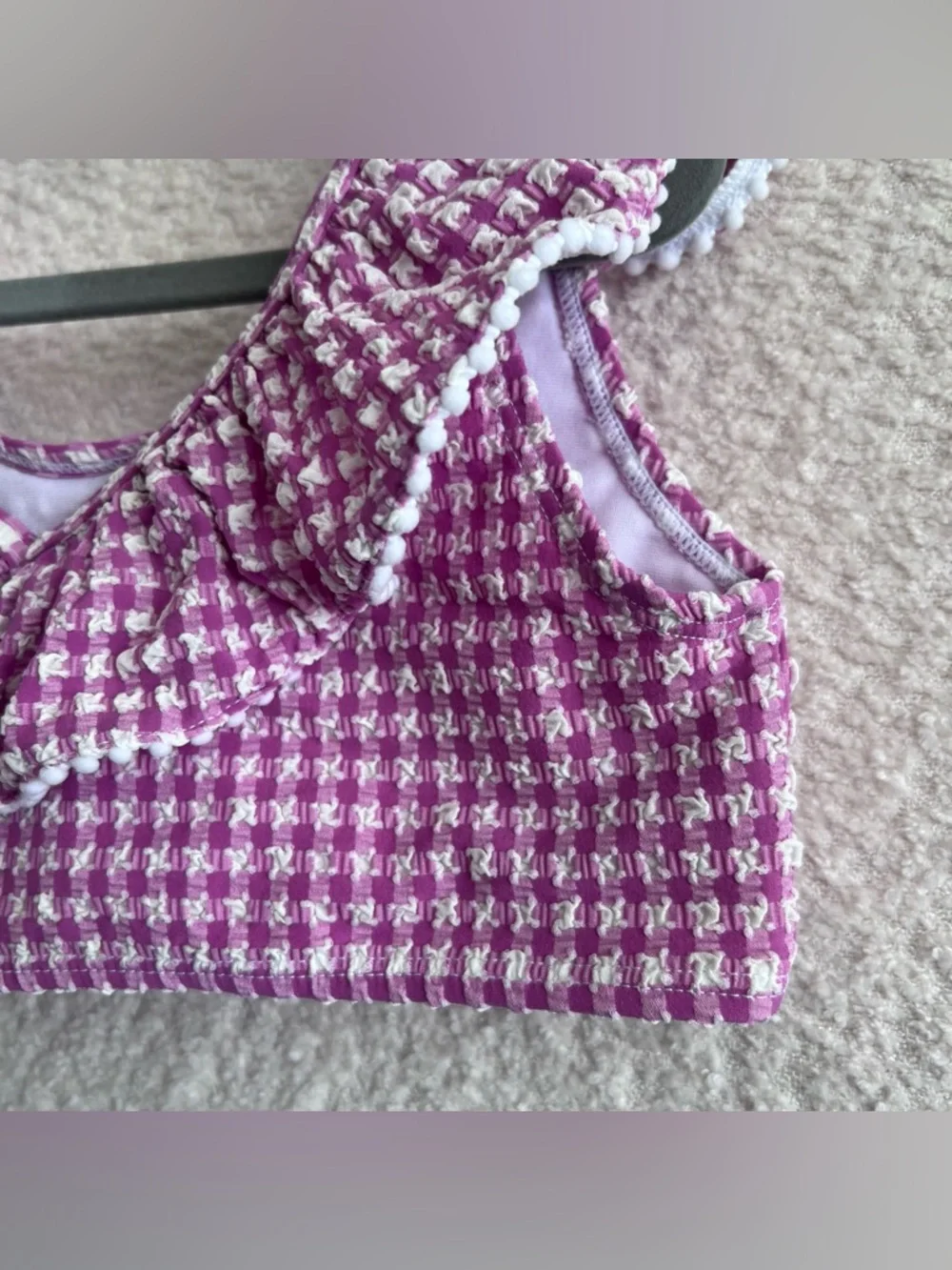 Janie And‎ Jack Two Piece Bikini Set Seersucker Purple White Bathing Suit Size 8